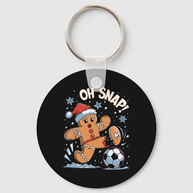 Oh Snap Gingerbreadman, julfotboll 1 Nyckelring (Framsida)
