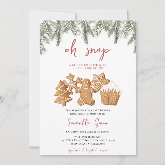 Oh Snap Gingertea Baby Shower Inbjudningar (Framsida)