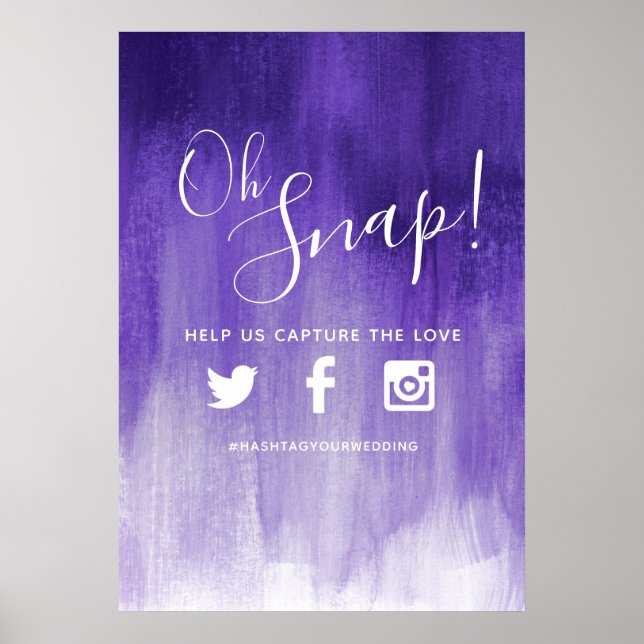 Oh snap hashtag bröllop lila modern konst poster (Framsidan)