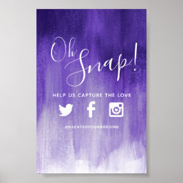 Oh snap hashtag bröllop lila modern konst poster