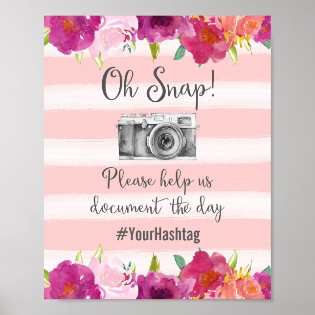 Oh Snap Hashtag Bröllop Poster Skriv ut (Framsidan)
