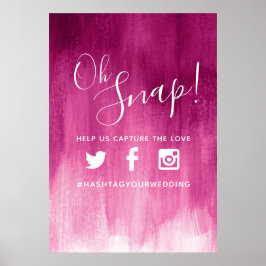 Oh snap hashtag bröllop rosa red modern konst poster
