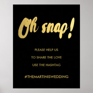 OH SNAP hashtag guld glam-tecken redigerbar färg Poster