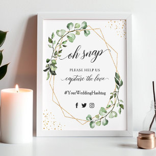 Oh Snap Hashtag Sign Geometric Greenery Eucalyptus Poster