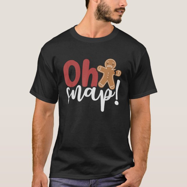 Oh Snap jul Ginger Bread Man Broken Arm T Shirt (Framsida)