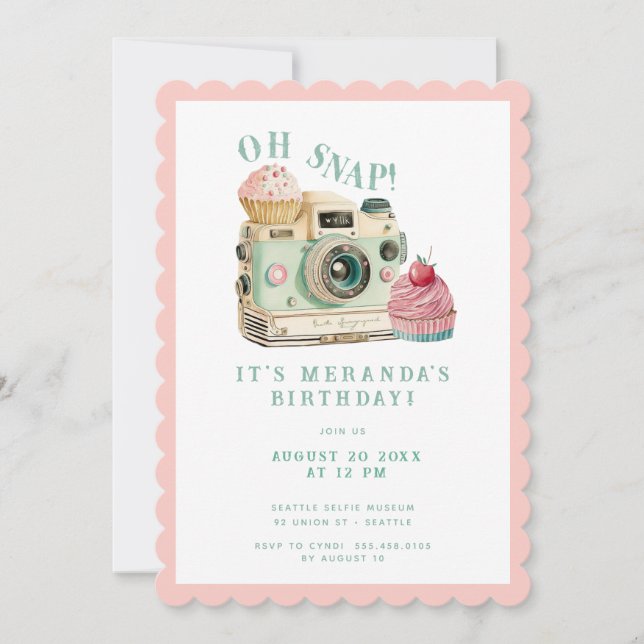 Oh Snap | Kamera Birthday Inbjudningar (Framsida)