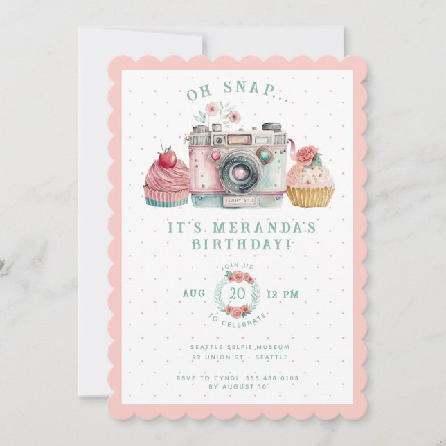 Oh Snap | Kamera Birthday Inbjudningar (Framsida)