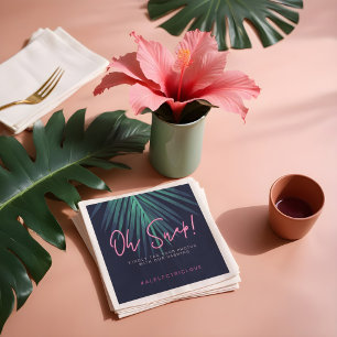 "Oh Snap" Neon Rosa Script Tropical Retro Bröllop Pappersservett