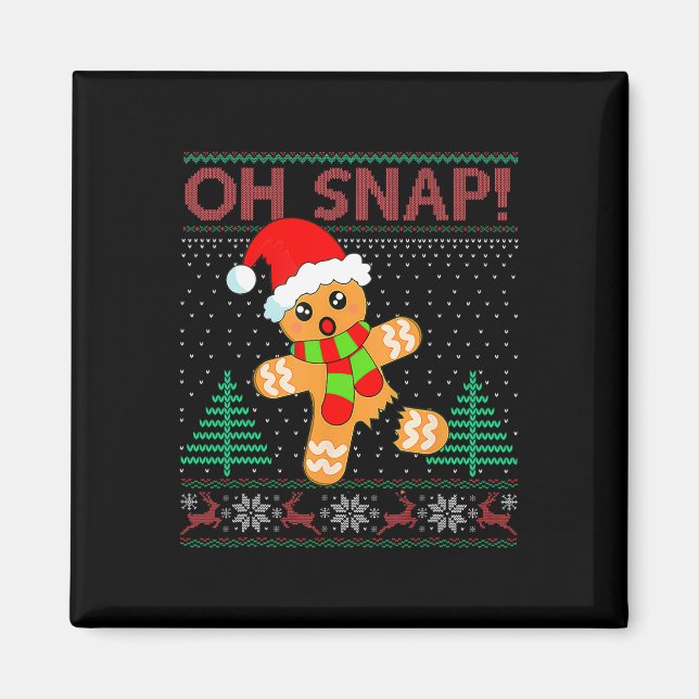 Oh Snap Pepparkaksgubbe God jul Julafton Pajam Magnet (Framsidan)