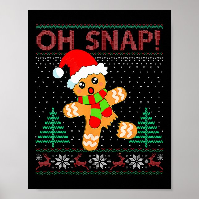 Oh Snap Pepparkaksgubbe God jul Julafton Pajam Poster (Framsidan)