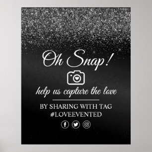 Oh Snap Social Media Märkre Poster Black Glitter
