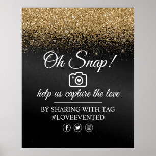 Oh Snap Social Media Märkre Poster Black Guld Glit
