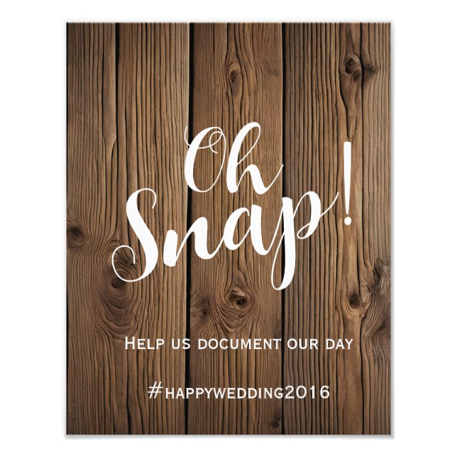 Oh SnapRustic Land Barn bröllop Oh SnapHashtag Fototryck (Framsidan)