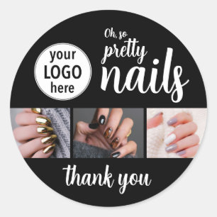 Oh So Pretty Nagelkonstnär Script Logo Foto Runt Klistermärke