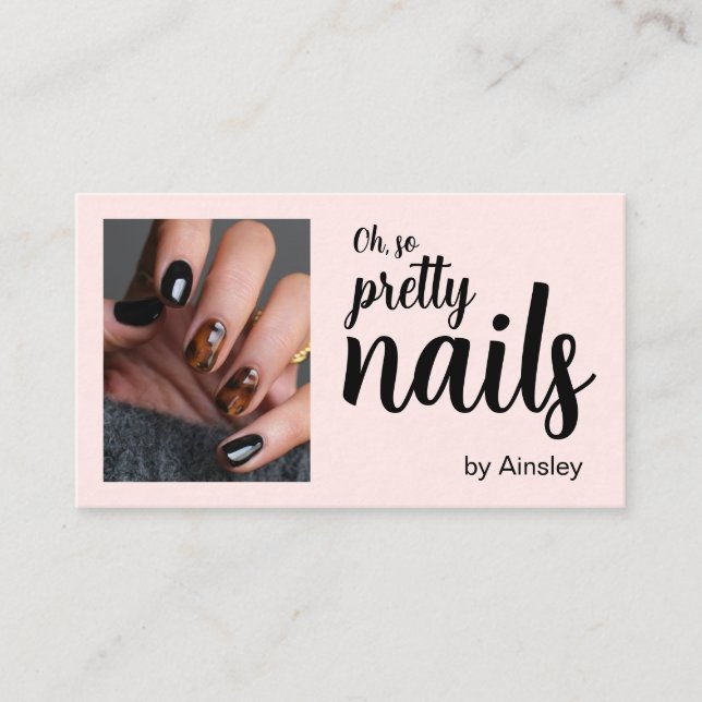 Oh So Pretty Nail Artist Script Photo Pink Visitkort (Framsida)