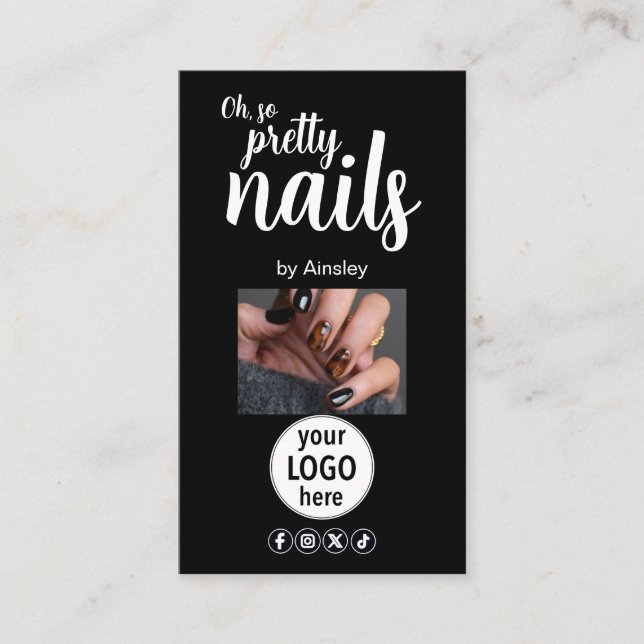 Oh So Pretty Nails Logo QR-kod Social Visitkort (Framsida)