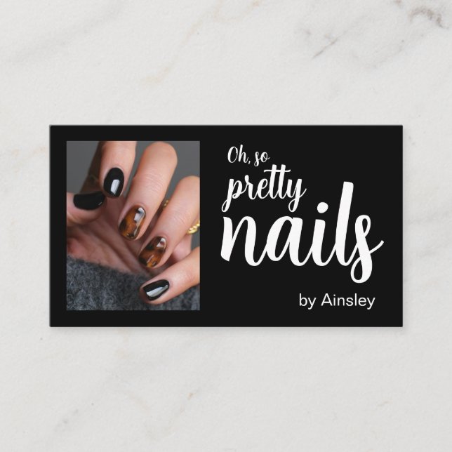 Oh So Pretty Nails Photo QR Code Social Icons Visitkort (Framsida)