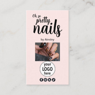 Oh So Pretty Nails Rosa Logotyp QR-kod Social Visitkort
