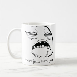 Oh sött Jesus som är bra ursinneansikte Meme Kaffemugg