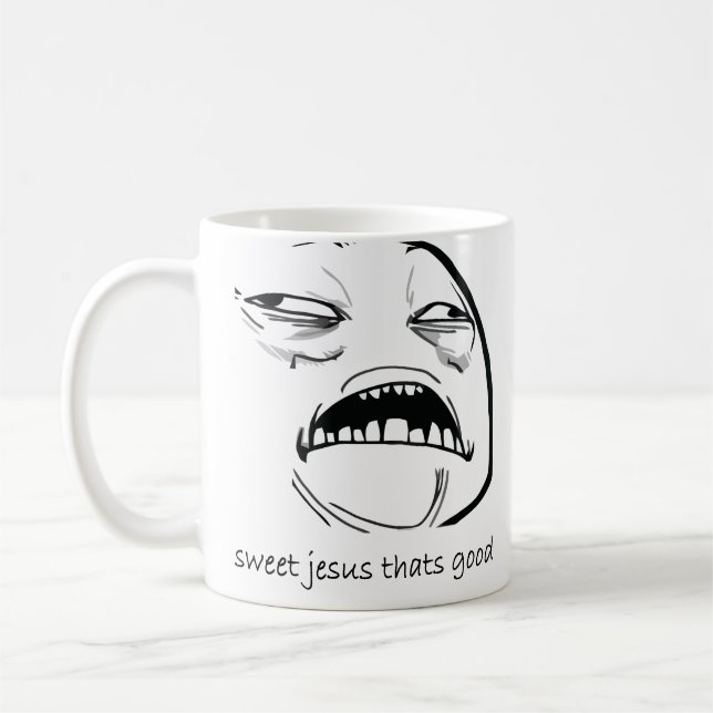 Oh sött Jesus som är bra ursinneansikte Meme Kaffemugg (Vänster)