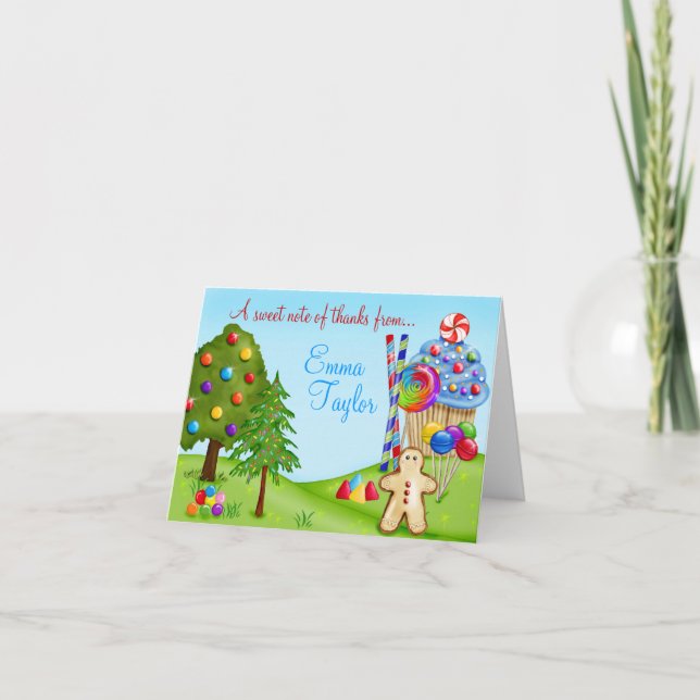 Oh sött kort för tackkort för godismuffinland (Framsida)