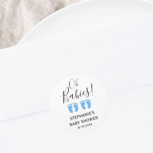 Oh Spädbarn Blue Feet Twillingars Baby Shower Runt Klistermärke