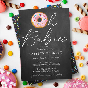 Oh Spädbarn Donut Sprinkle Twin Baby Shower Inbjudningar