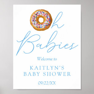 Oh Spädbarn Donut Sprinkle Twin Baby Shower Välkom Poster