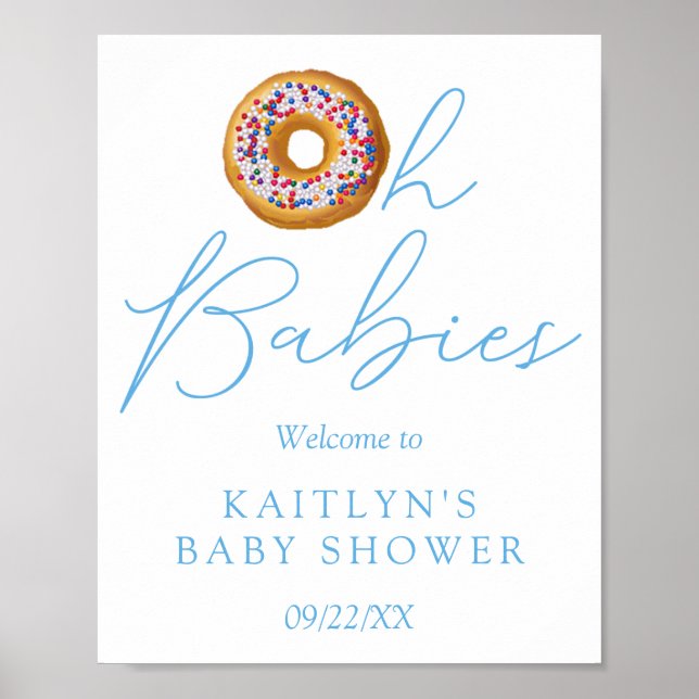 Oh Spädbarn Donut Sprinkle Twin Baby Shower Välkom Poster (Framsidan)