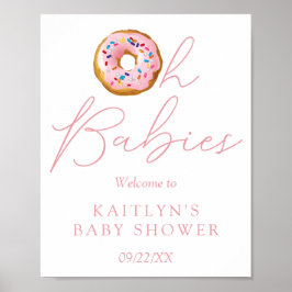 Oh Spädbarn Donut Sprinkle Twin Baby Shower Välkom Poster