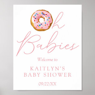 Oh Spädbarn Donut Sprinkle Twin Baby Shower Välkom Poster
