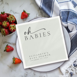 Oh Spädbarn Sage Grönt minimalist Baby Shower Pappersservett