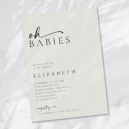 Oh Spädbarn Sage Grönt minimalist Script Baby Show Inbjudningar