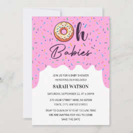 Oh Spädbarn Sprinkle Donut Twillingar Flicka Showe Inbjudningar