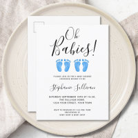 Oh Spädbarn Twillingars Baby Shower-vykort för inb