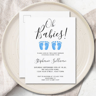 Oh Spädbarn Twillingars Baby Shower-vykort för inb Inbjudan Vykort