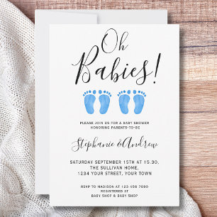 Oh Spädbarn Twin Boys Par Baby Shower-inbjudan Inbjudningar
