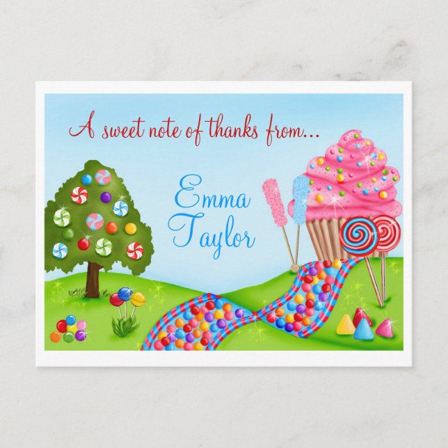 Oh Sweet Candy Land Muffinss and Lollipops Vykort (Framsida)