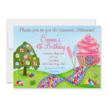 Oh Sweet Candyland Birthday Cupaka Inbjudningar