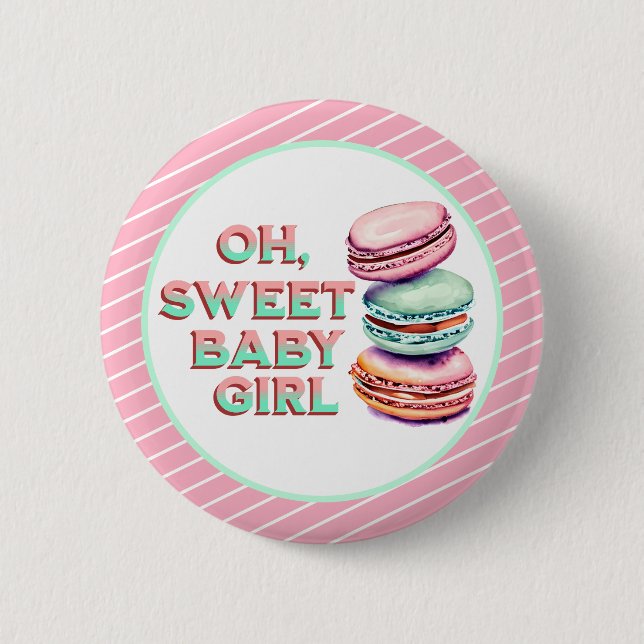 Oh Sweet Flicka Macaron Thworthy Baby Shower Knapp (Framsida)