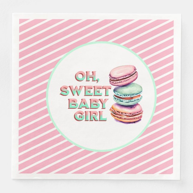 Oh Sweet Flicka Macaron Thworthy Baby Shower Pappersservett (Framsida)