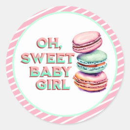 Oh Sweet Flicka Macaron Thworthy Baby Shower Runt Klistermärke