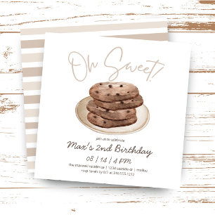 Oh Sweet Vattenfärg Cookie Dessert Birthday Inbjudningar