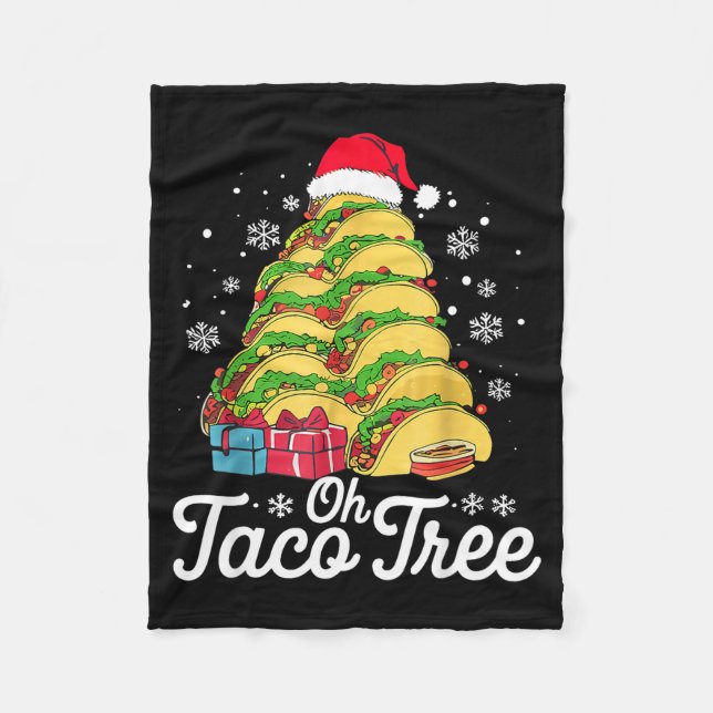 Oh Taco Tree Christmas Cute Xmas Mexican Food Love Fleecefilt (Framsidan)