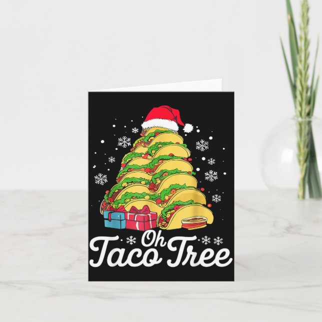 Oh Taco Tree Christmas Cute Xmas Mexican Food Love Kort (Framsida)