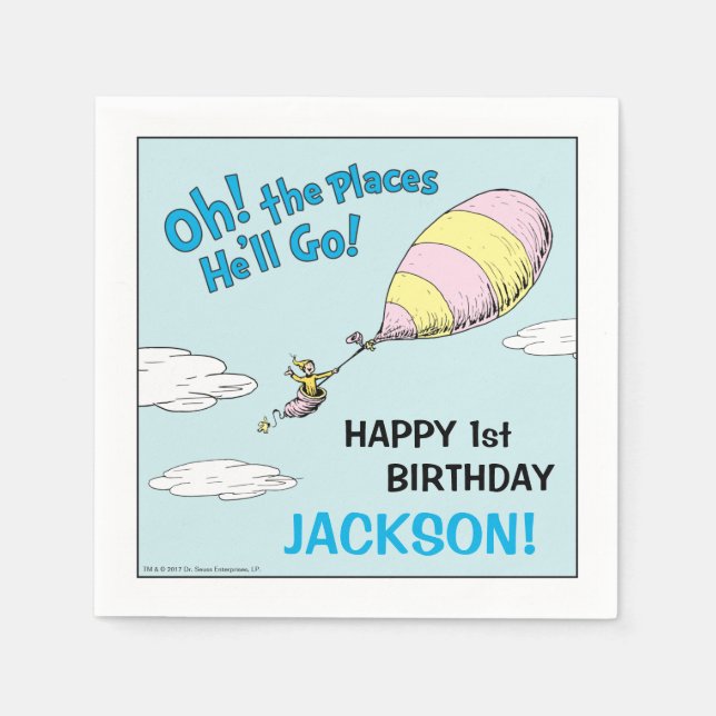 Oh, The Places He'll Go! - Första födelsedagen Pappersservett (Framsidan)