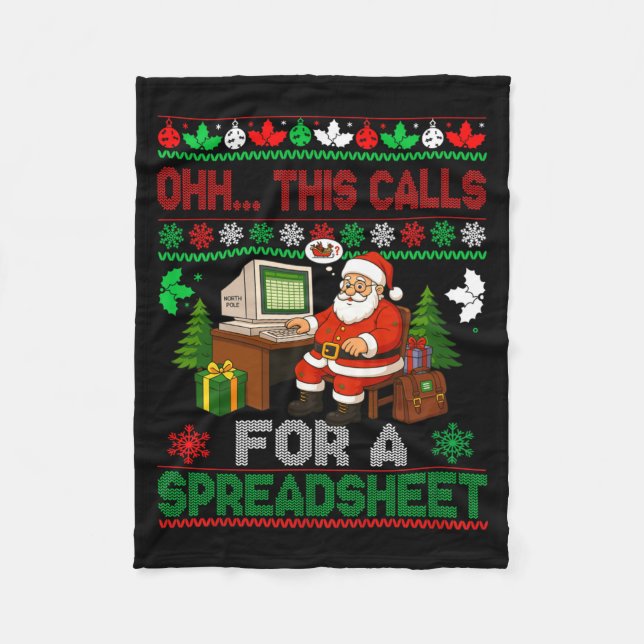 Oh This Calls For A Spreadsheet Christmas Sweater  Fleecefilt (Framsidan)
