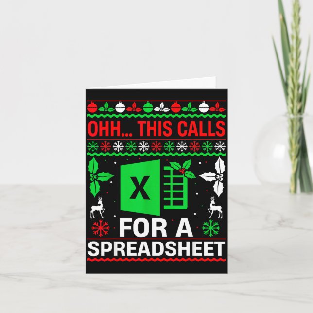 Oh This Calls For A Spreadsheet Christmas Sweater  Kort (Framsida)