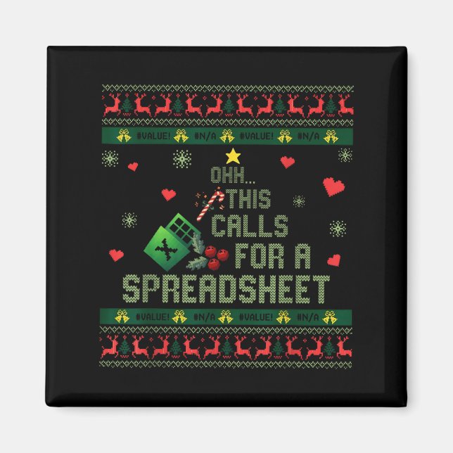 Oh This Calls For A Spreadsheet Christmas Sweater  Magnet (Framsidan)
