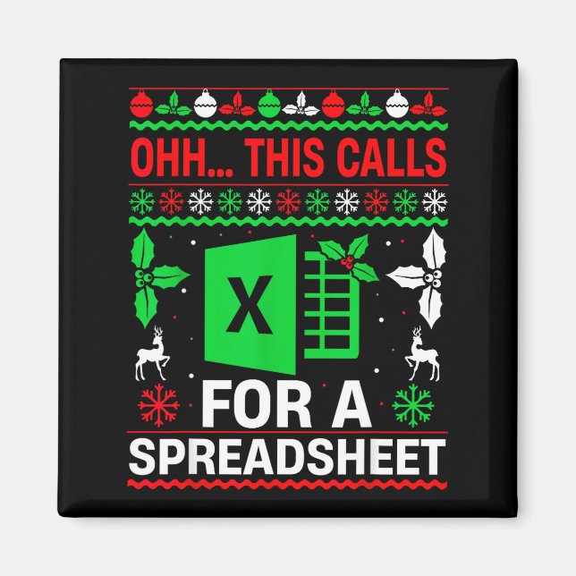 Oh This Calls For A Spreadsheet Christmas Sweater  Magnet (Framsidan)